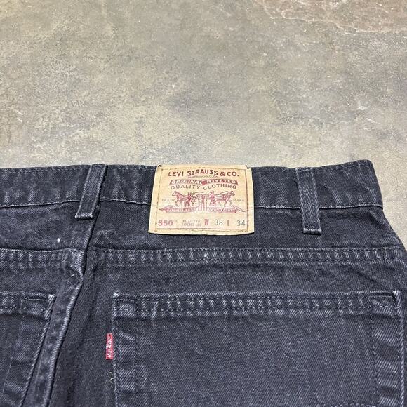Vintage 90s Levi’s 550 Black Relaxed Fit USA Jeans 36x34 - Picture 3 of 4